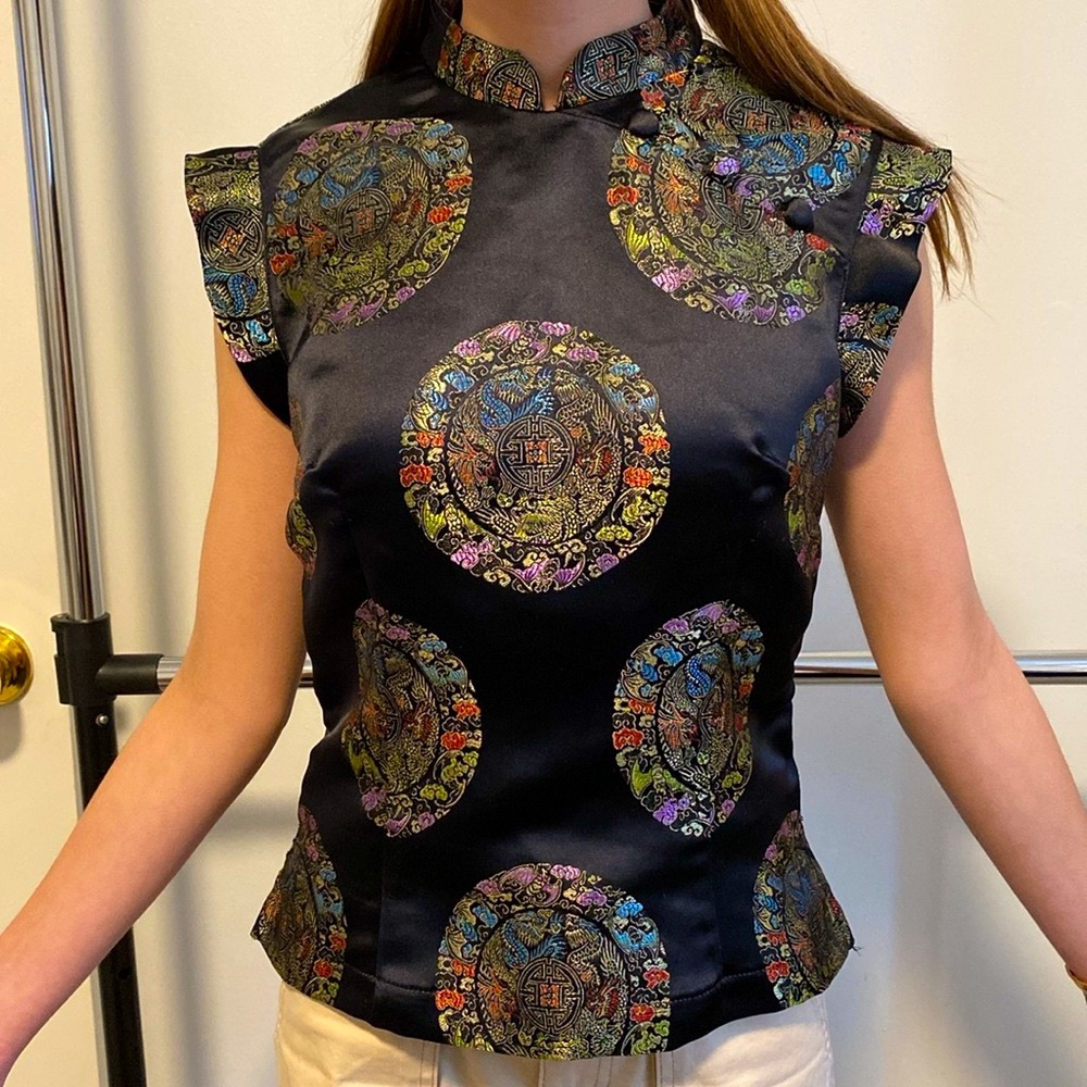 Handmade oriental style shirt. XXS sizing. Black.